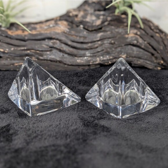 1960’s Pair of Nybro Sweden Volcano Crystal Candleholder Bookends - Picture 7 of 11